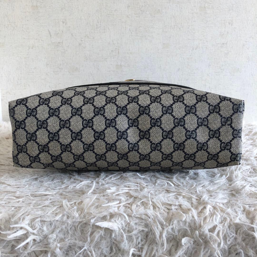 グッチ　トートバッグ　GG　PVCレザー　シェリーライン　ネイビー　ヴィンテージ