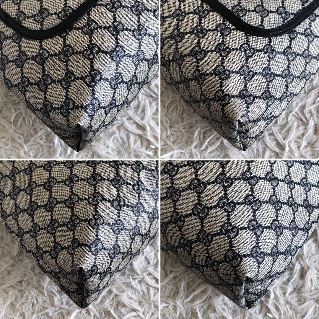 グッチ　トートバッグ　GG　PVCレザー　シェリーライン　ネイビー　ヴィンテージ