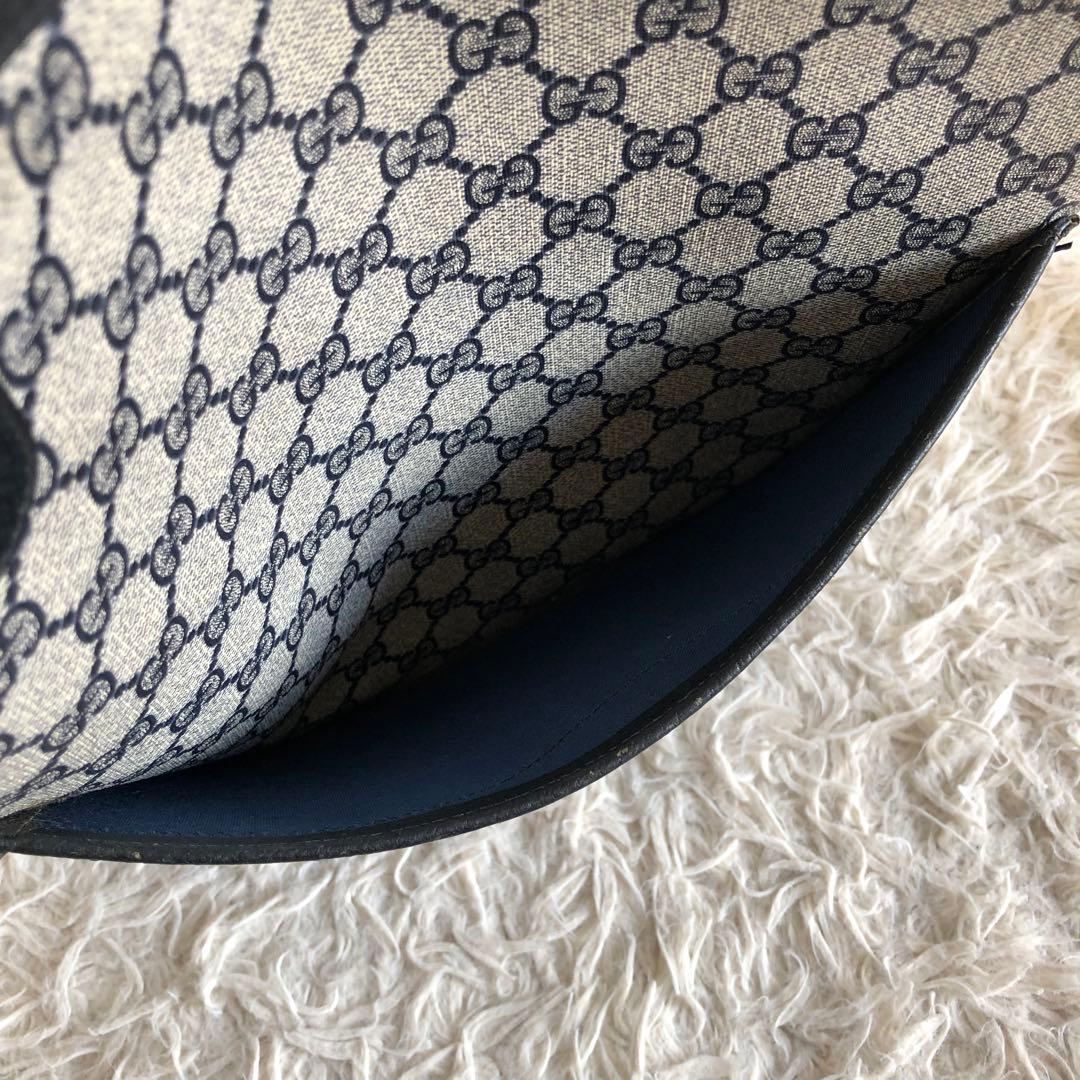 グッチ　トートバッグ　GG　PVCレザー　シェリーライン　ネイビー　ヴィンテージ