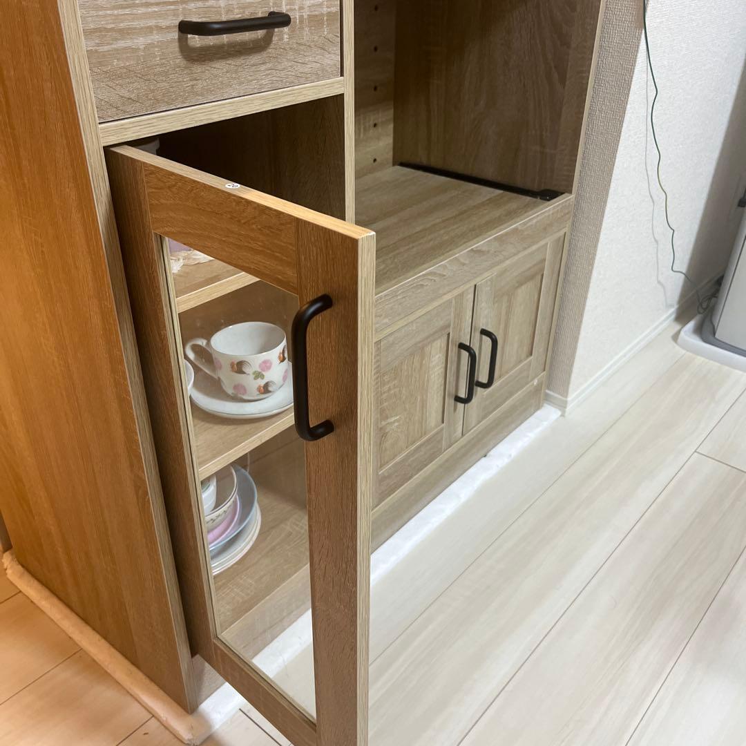 食器棚 収納棚 レンジ台 キッチン収納 ２口コンセント　組み立済 状態綺麗！