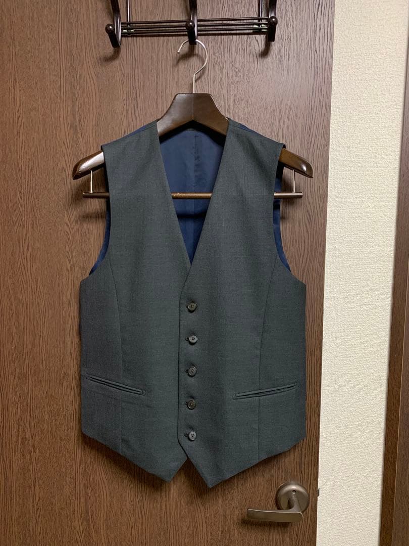 Y6新品！秋冬イタリアMARLANEウール100%オリーブ系3ピーススーツ！小訳