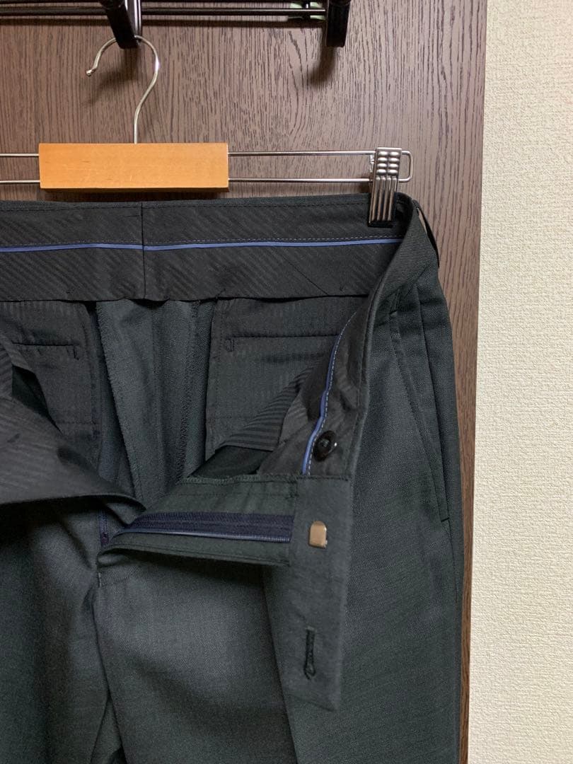 Y6新品！秋冬イタリアMARLANEウール100%オリーブ系3ピーススーツ！小訳