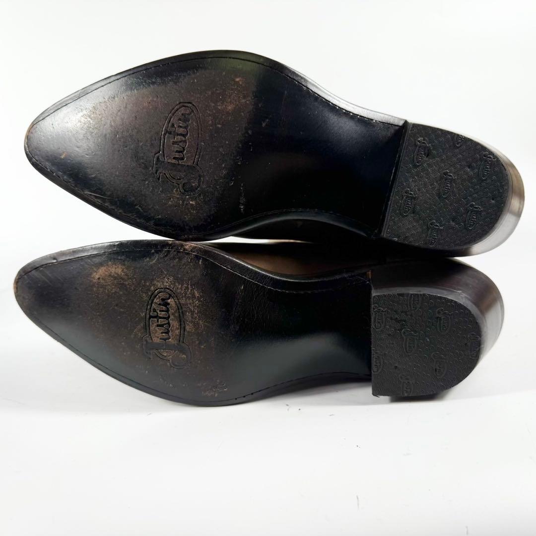 【美品】Justin ジャスティン ウエスタンブーツ（7,5）革靴　刺繍 茶