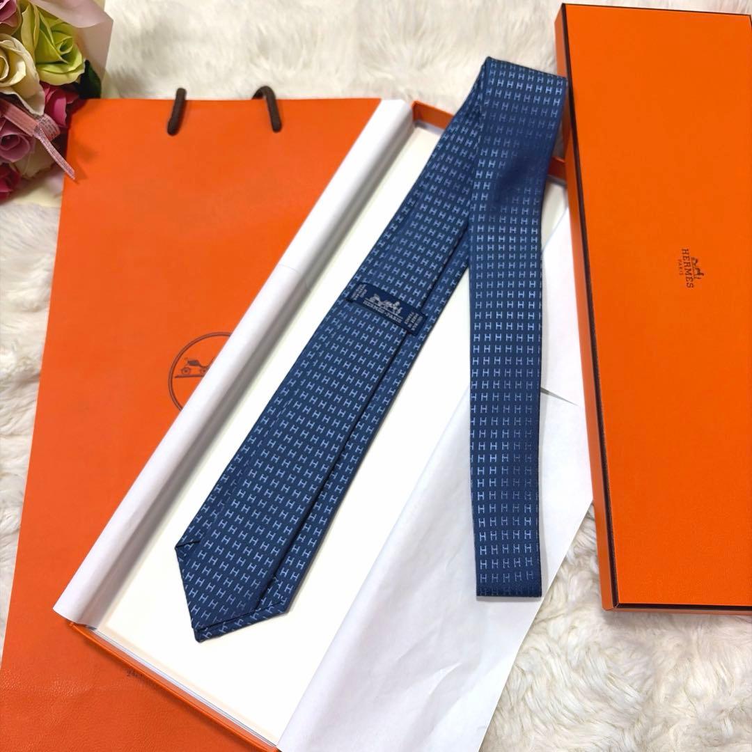 新品未使用 現行 HERMES エルメス ネクタイ ファソネ7cm バイカラー