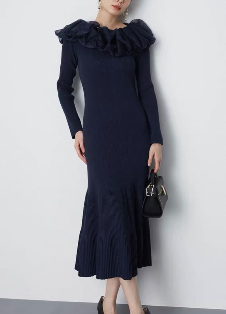 新品セルフォードCELFORDエレガントケープデザインニットワンピースCWNO