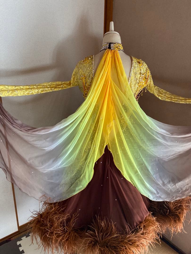 社交ダンス　デモンストレーション衣装（黄色と茶色）