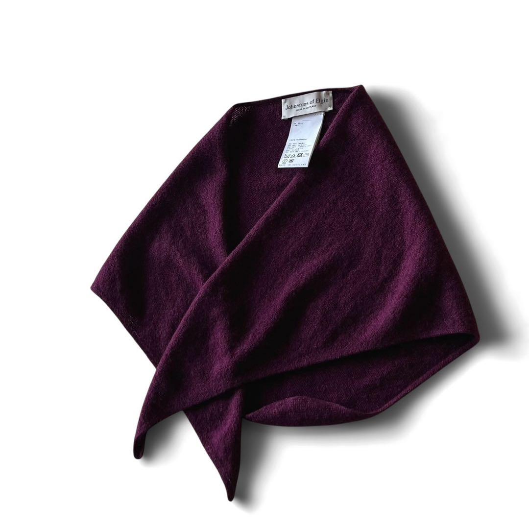 【美品】Johnstons/トライアングルマフラー/カシミア100%