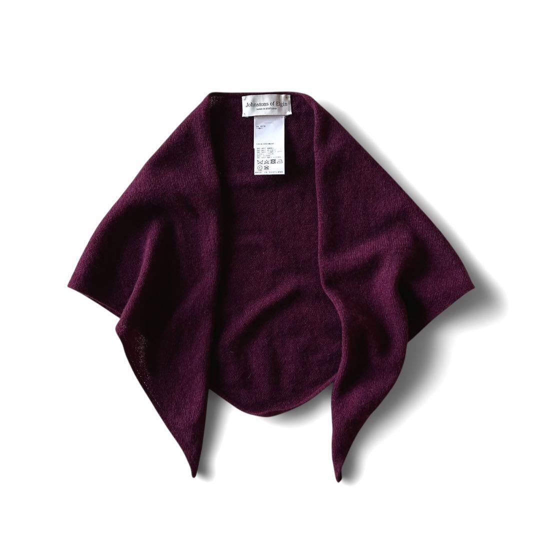 【美品】Johnstons/トライアングルマフラー/カシミア100%