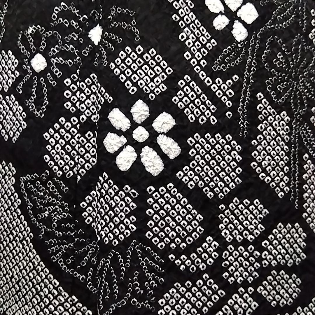 総絞り 訪問着 黒 絞り 枝垂れ桜　 裄65