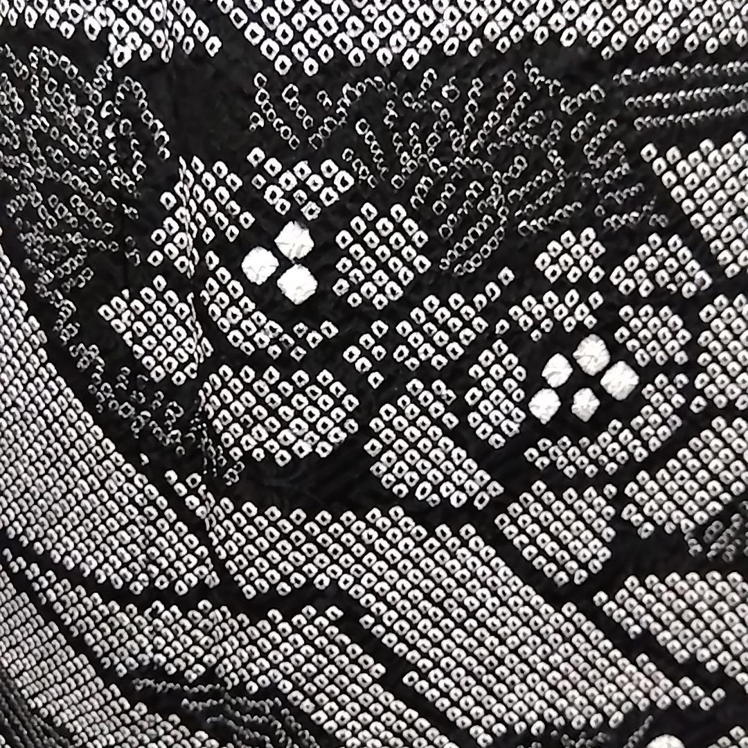 総絞り 訪問着 黒 絞り 枝垂れ桜　 裄65