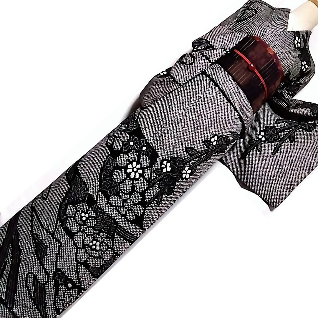 総絞り 訪問着 黒 絞り 枝垂れ桜　 裄65