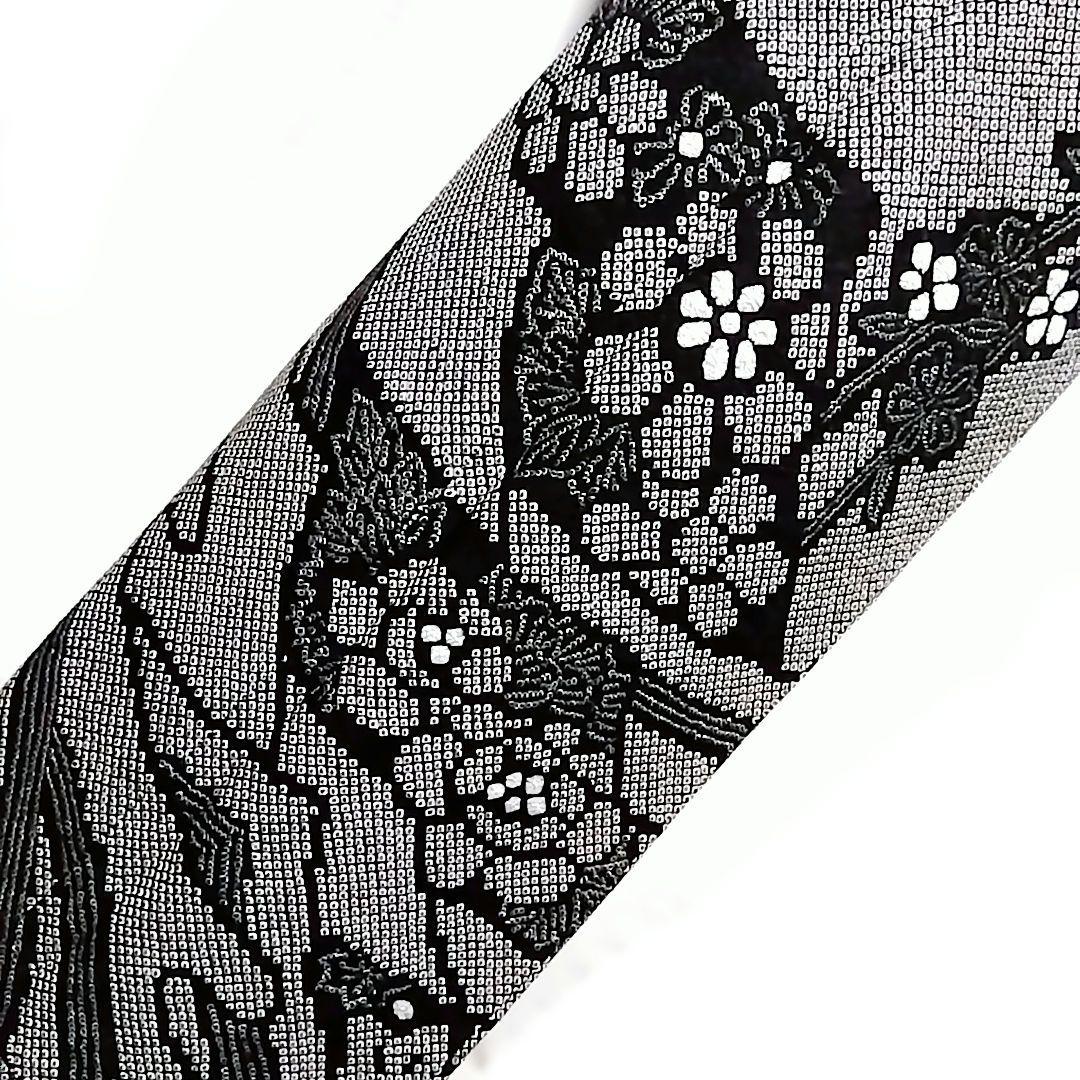 総絞り 訪問着 黒 絞り 枝垂れ桜　 裄65