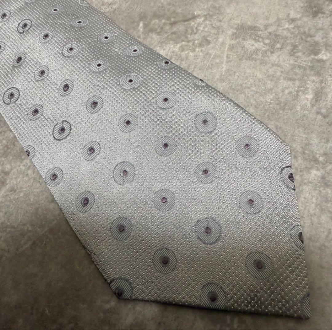 GUCCI グッチ ネクタイ グレー系 水玉模様 ハイブランド 結婚式 シルク