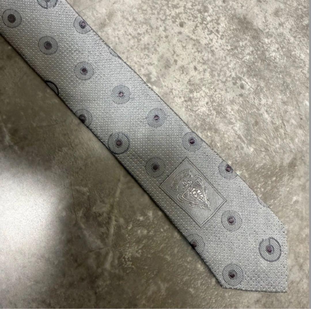 GUCCI グッチ ネクタイ グレー系 水玉模様 ハイブランド 結婚式 シルク