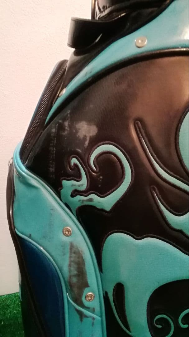 ダンスウィズドラゴン　キャディバッグ　エナメル　ブラック×ブルー