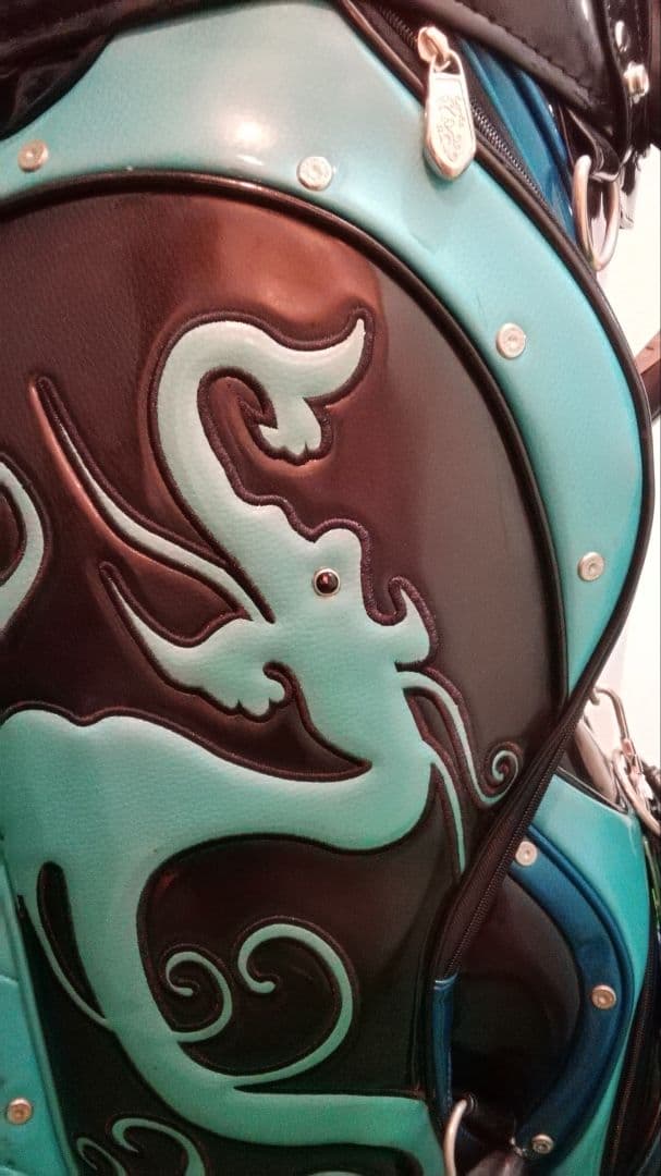 ダンスウィズドラゴン　キャディバッグ　エナメル　ブラック×ブルー