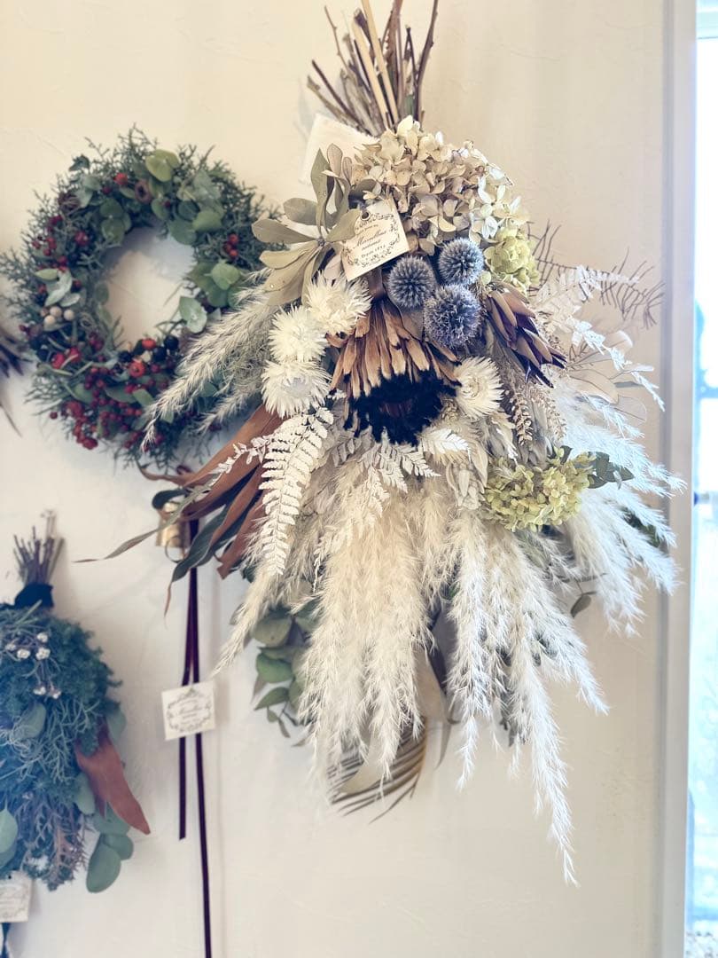 ＊プロテアとパンパスグラスのアンティークスワッグ＊　73㌢　ネイティブフラワー