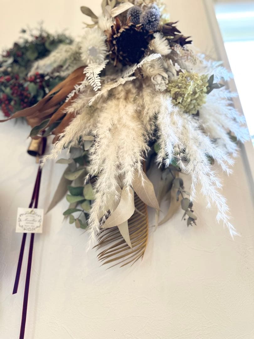＊プロテアとパンパスグラスのアンティークスワッグ＊　73㌢　ネイティブフラワー