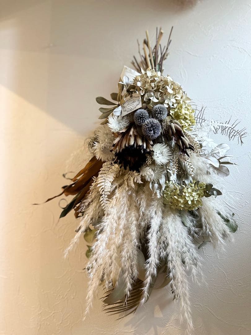 ＊プロテアとパンパスグラスのアンティークスワッグ＊　73㌢　ネイティブフラワー