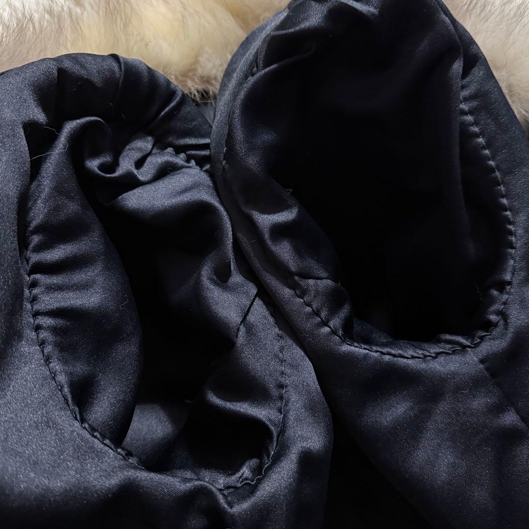 本毛皮☆フォックス リアルファー ベルテッドコート 羊革 スエード ブラック