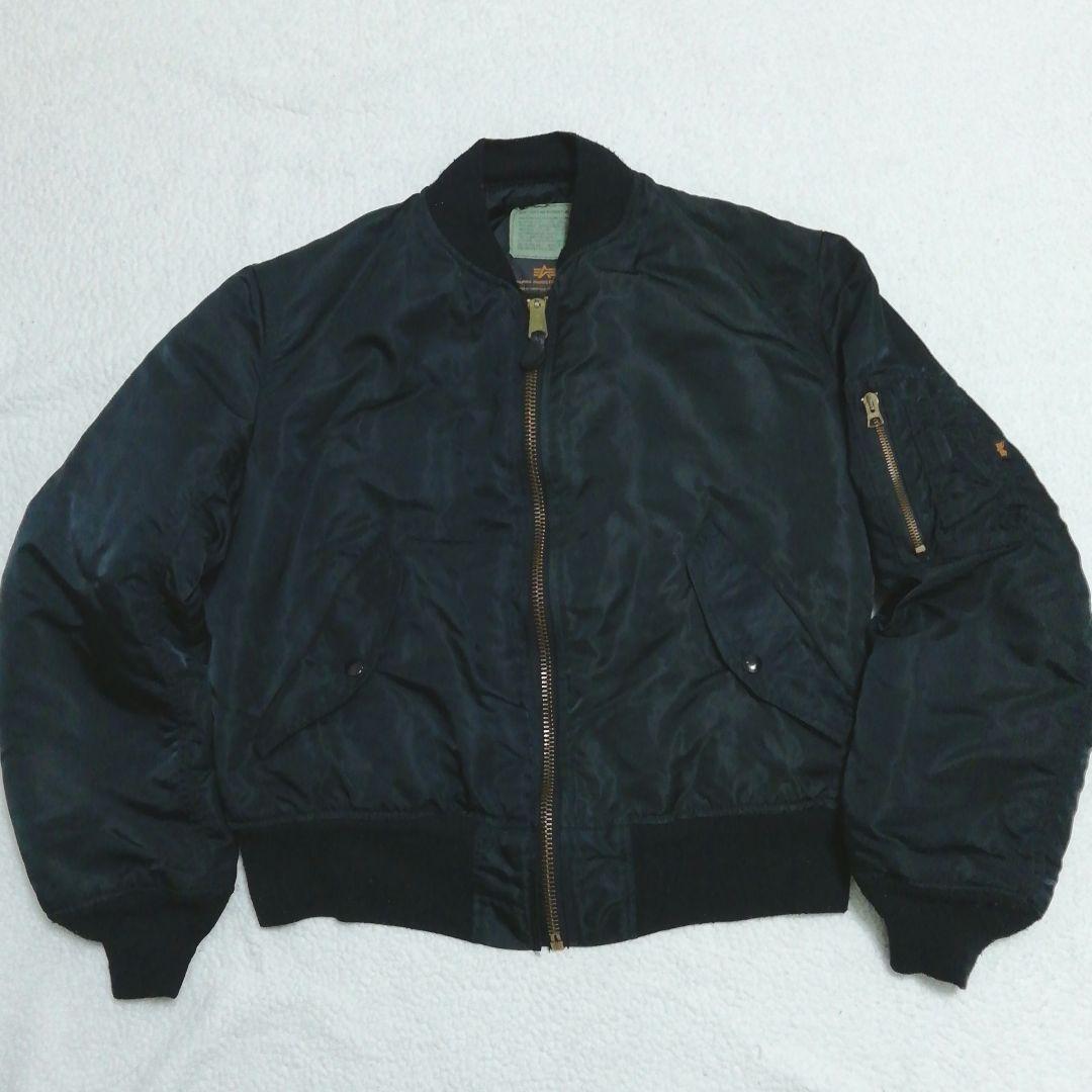 USA製 アルファインダストリーズ MA-1ジャケット(S)90s ブラック色