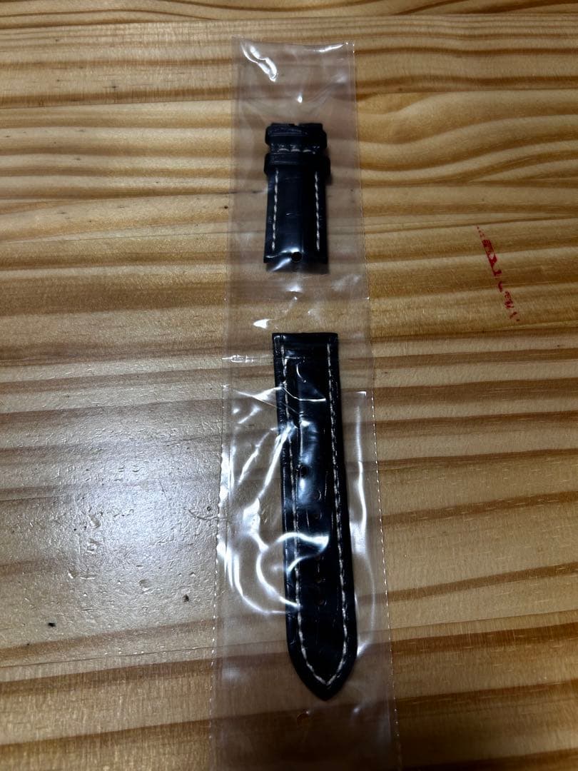 [未使用]ブライトリング　ベルト　純正アリゲーターストラップ　ブラック22-20