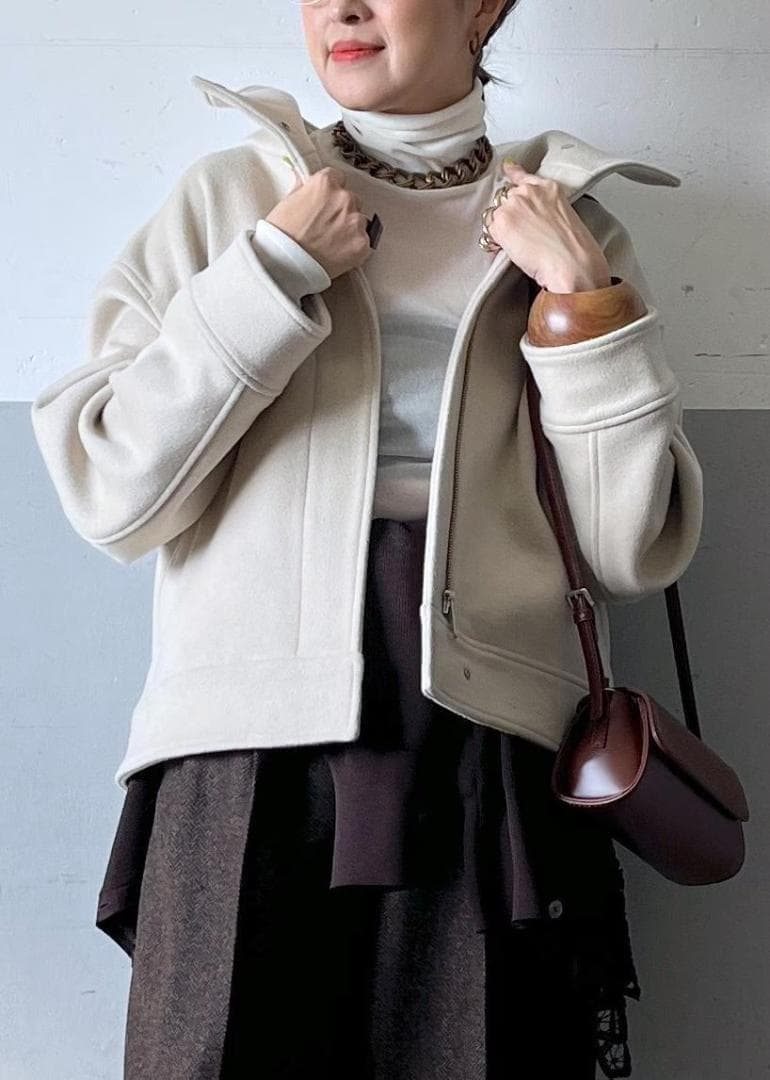 完売品 ADAM ET ROPE FEMME Super120'sウールブルゾン