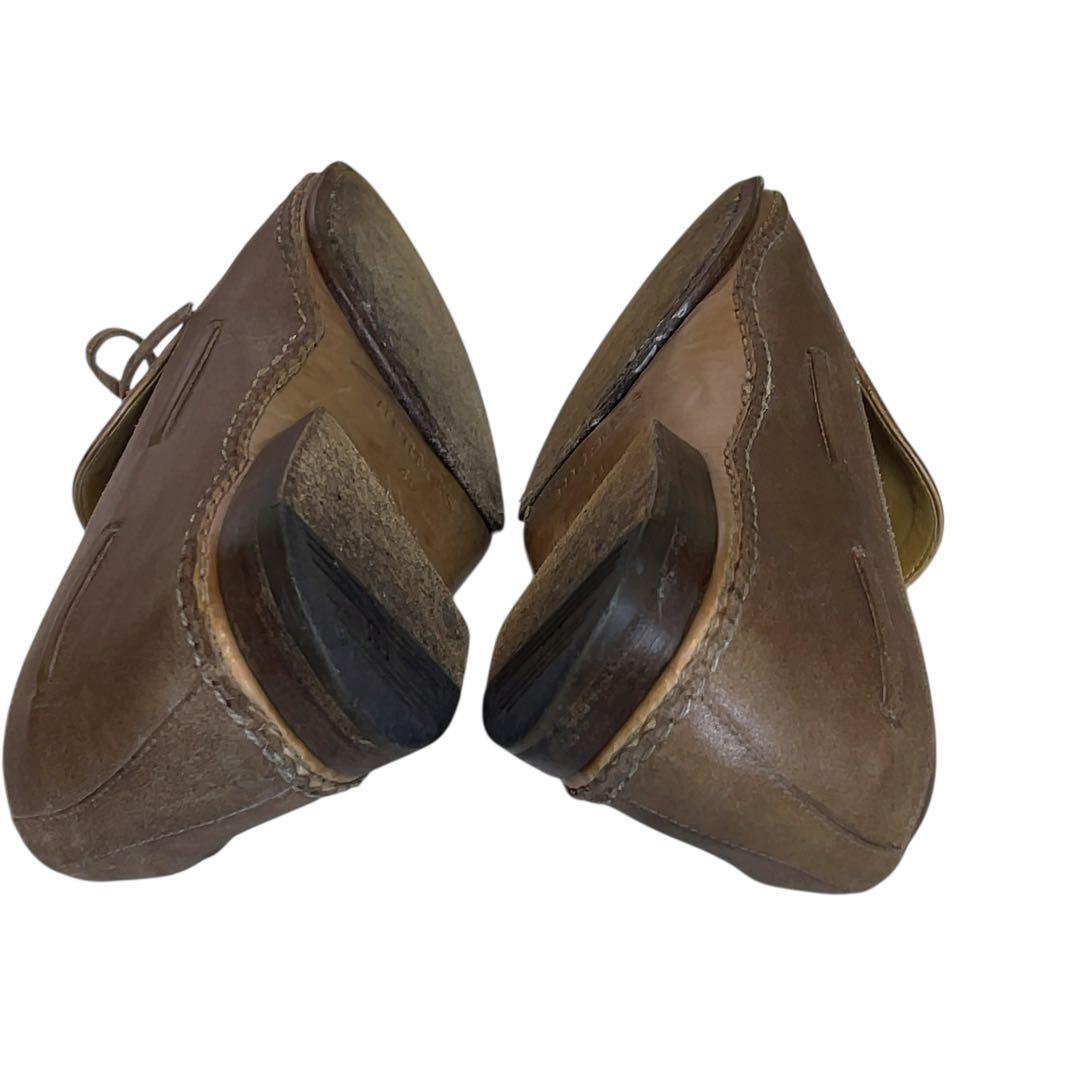 阿呆鳥HERMESスムースレザードライビングシューズ　サンドベージュ　40