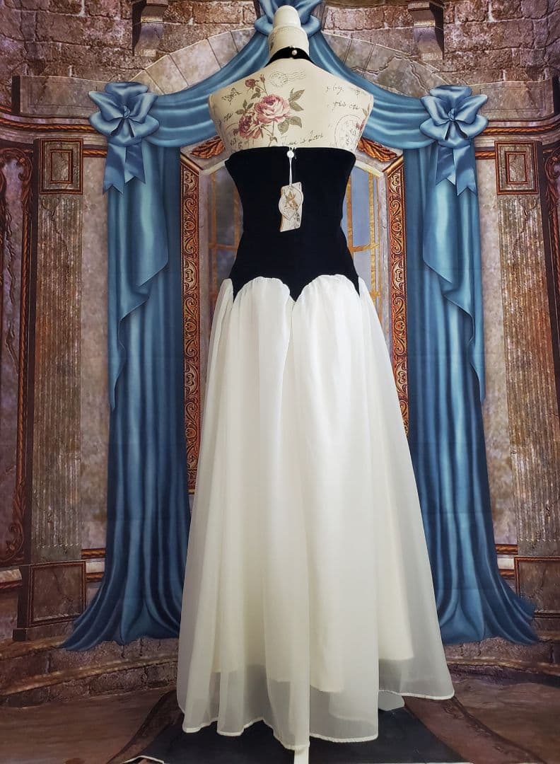 L【新品インポートセレクト】ベロア×オーガンジー ホルターネックドレス×ブラック