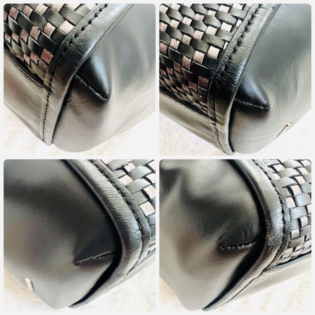 COACH コーチ トートバッグ メッシュ レザー ブラック