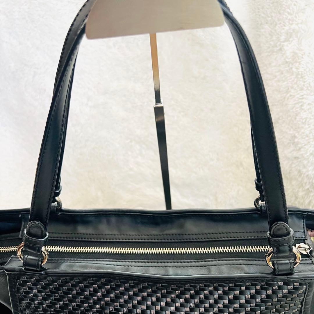 COACH コーチ トートバッグ メッシュ レザー ブラック