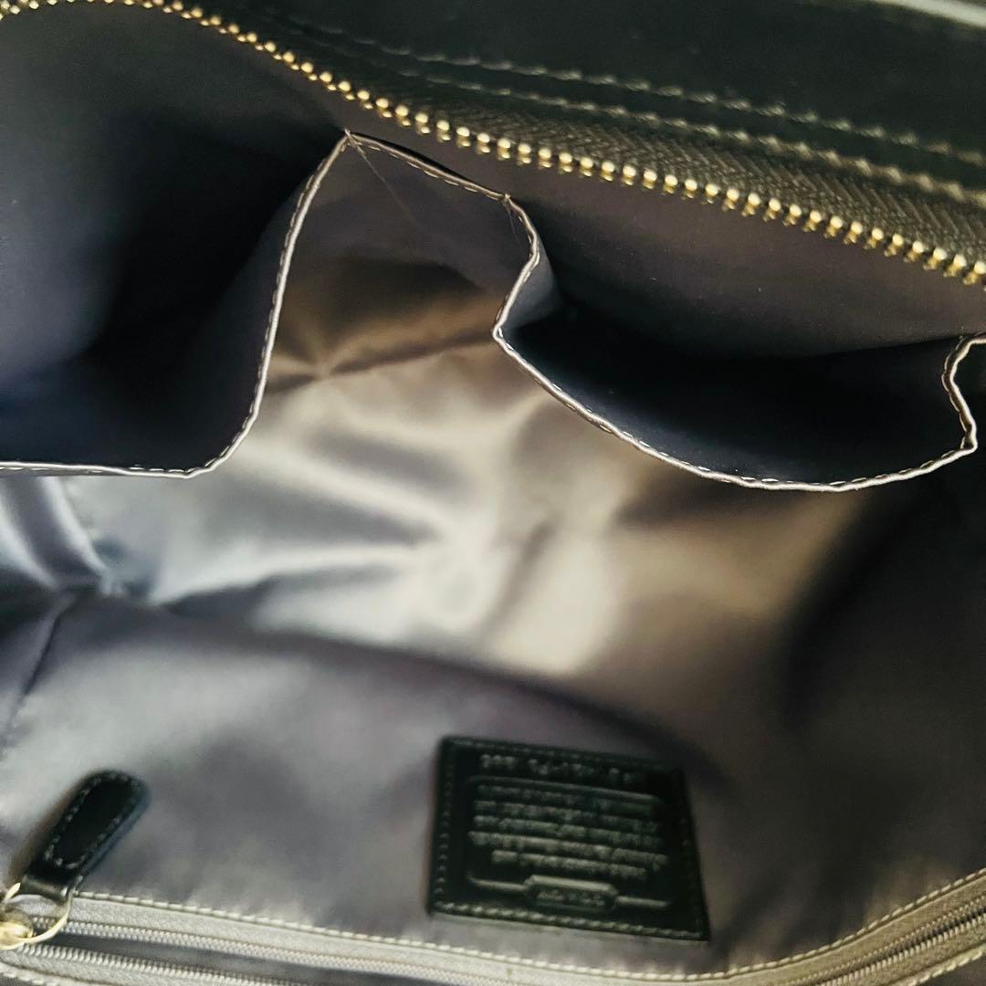 COACH コーチ トートバッグ メッシュ レザー ブラック