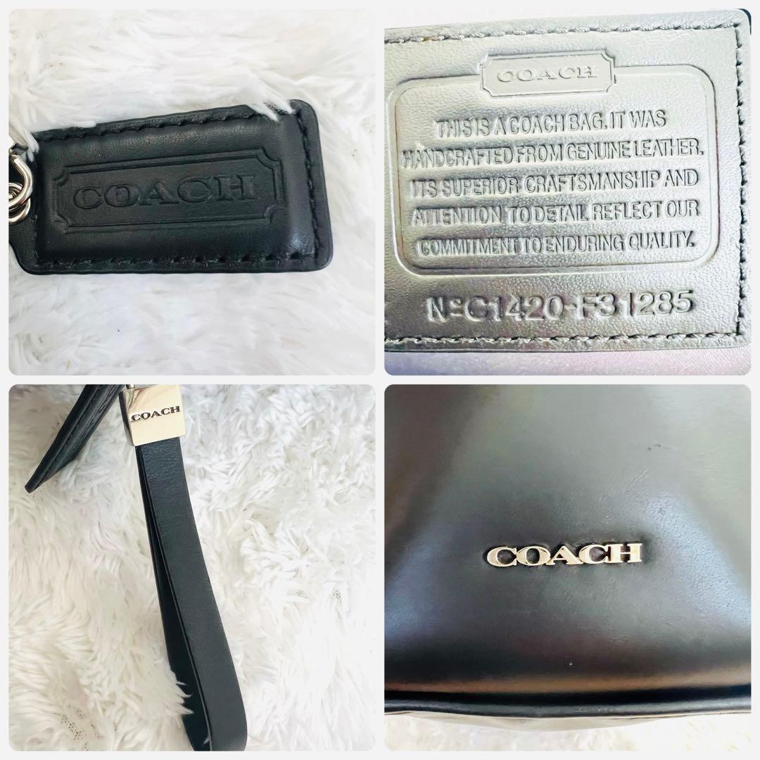 COACH コーチ トートバッグ メッシュ レザー ブラック