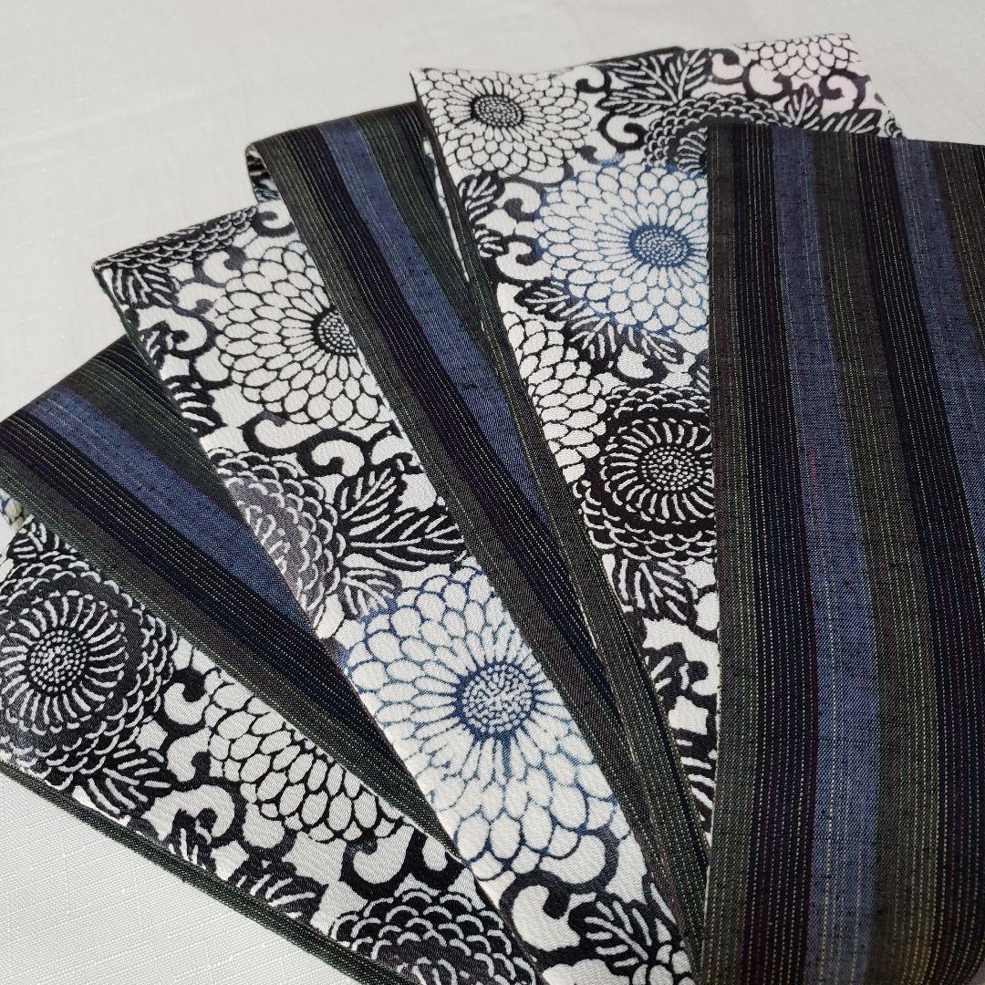 半幅帯 正絹手差し紅型調 名匠秀逸極上織紬 正絹リバーシブル