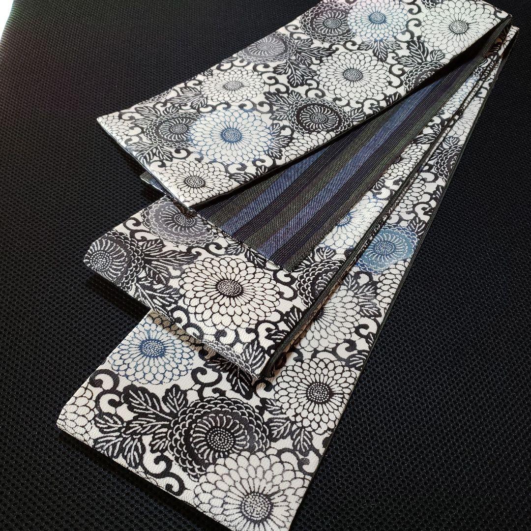 半幅帯 正絹手差し紅型調 名匠秀逸極上織紬 正絹リバーシブル