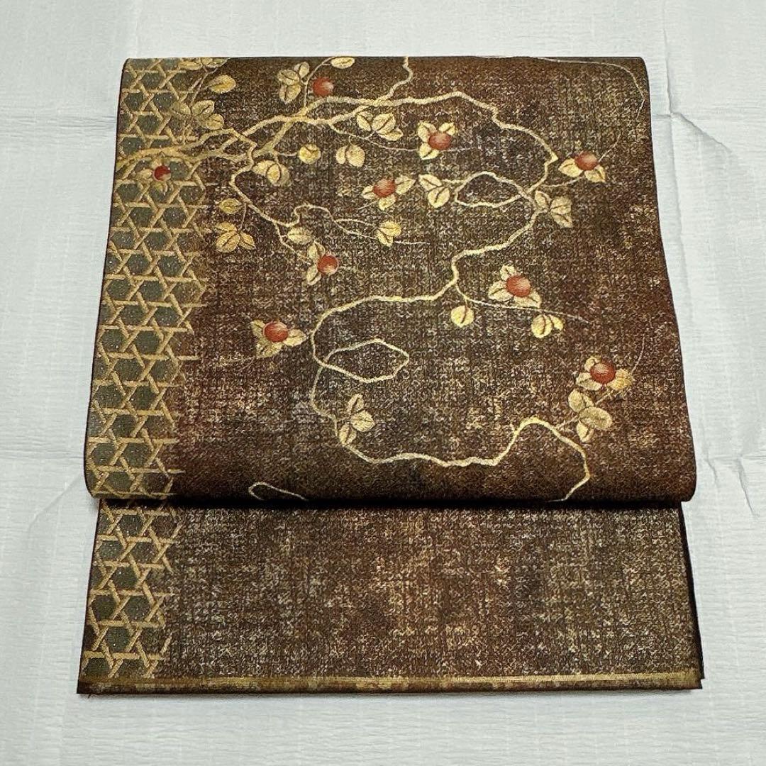 【専用】梅垣織物　袋帯　果樹蔓文　西陣織　正絹　金糸