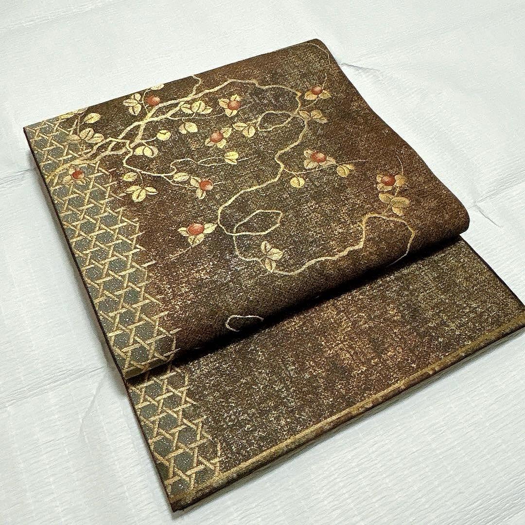 【専用】梅垣織物　袋帯　果樹蔓文　西陣織　正絹　金糸