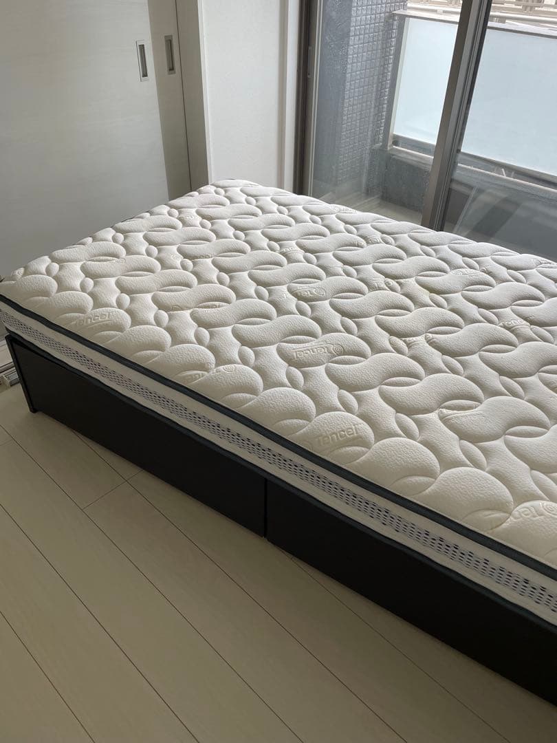 セミダブルベッドフレーム ミドルブラウン 引き出し付き