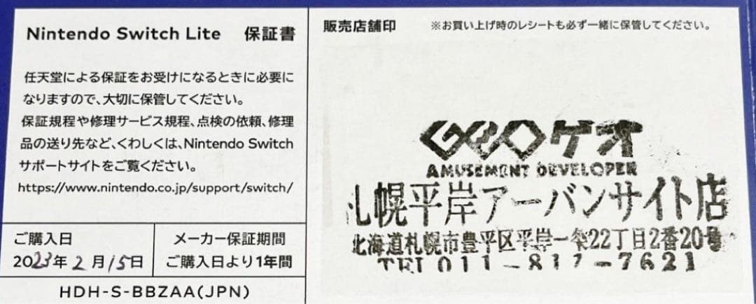 Nintendo Switch Lite 本体＋充電器＋USB充電ケーブル