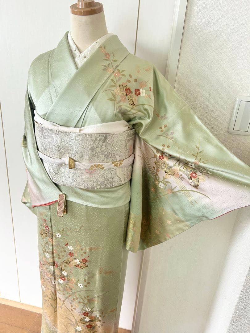 美品　一部しつけ糸付き　正絹訪問着　フルセット4点　入学式　七五三　お宮参り