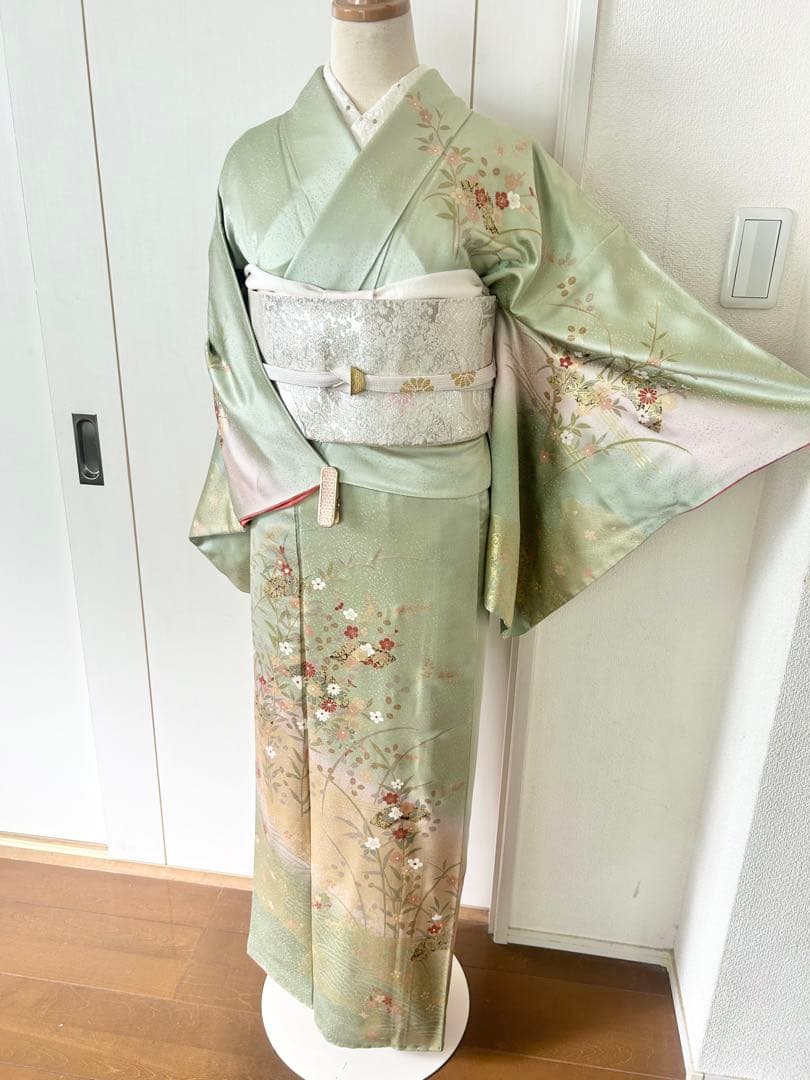 美品　一部しつけ糸付き　正絹訪問着　フルセット4点　入学式　七五三　お宮参り