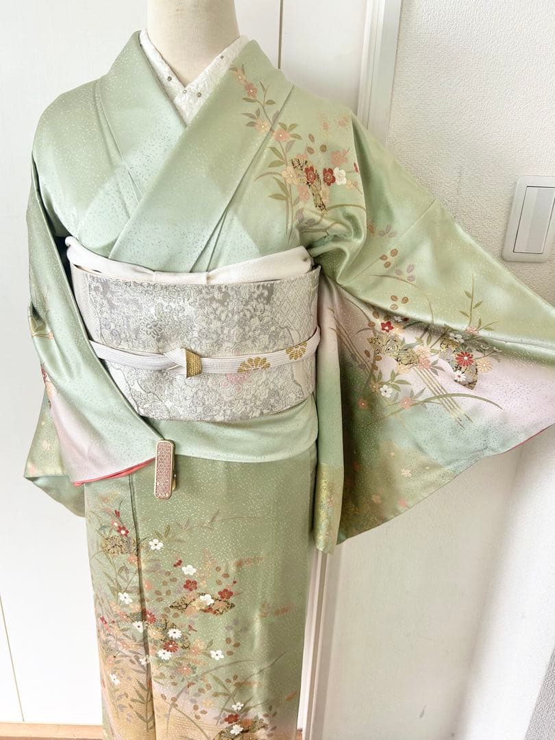 美品　一部しつけ糸付き　正絹訪問着　フルセット4点　入学式　七五三　お宮参り