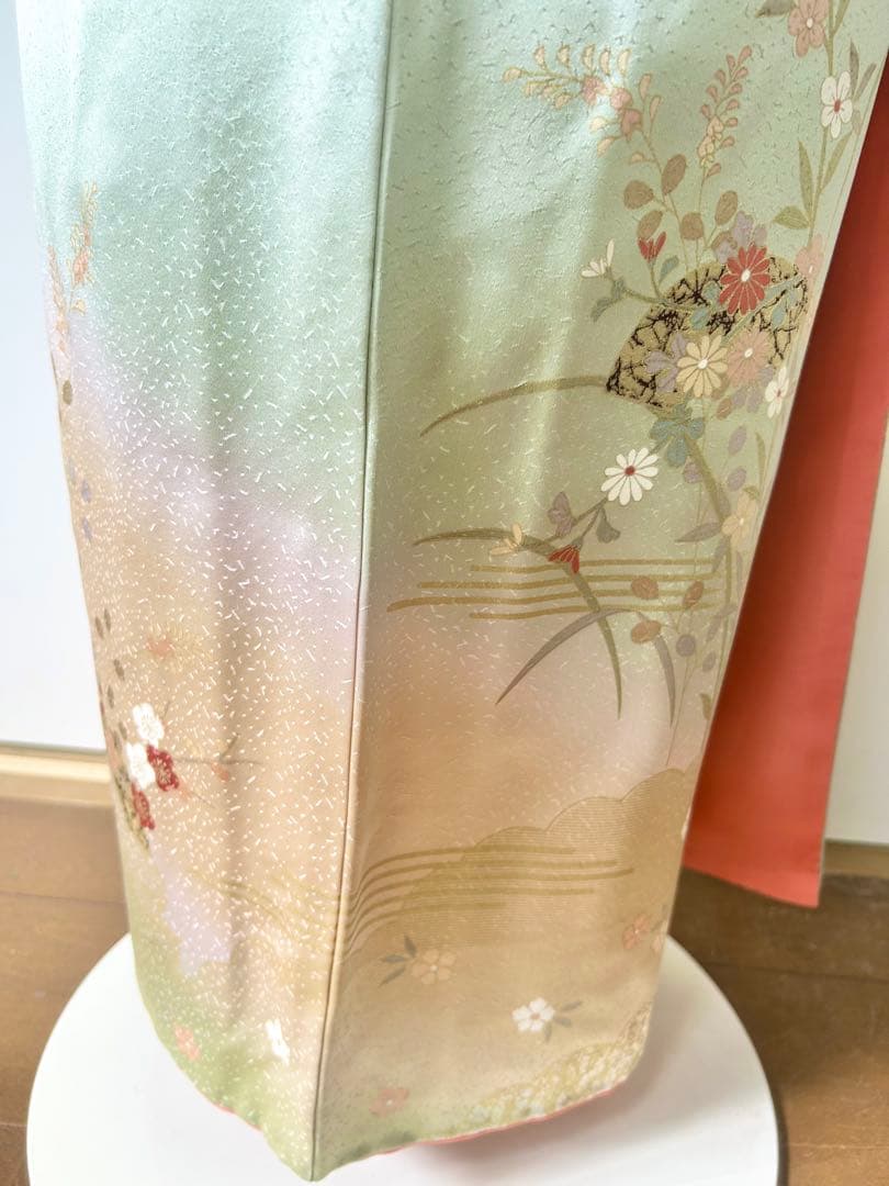 美品　一部しつけ糸付き　正絹訪問着　フルセット4点　入学式　七五三　お宮参り