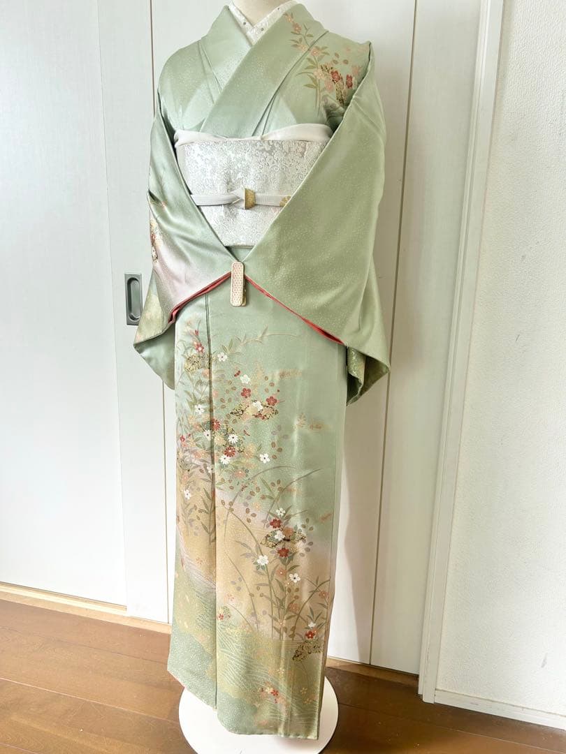 美品　一部しつけ糸付き　正絹訪問着　フルセット4点　入学式　七五三　お宮参り