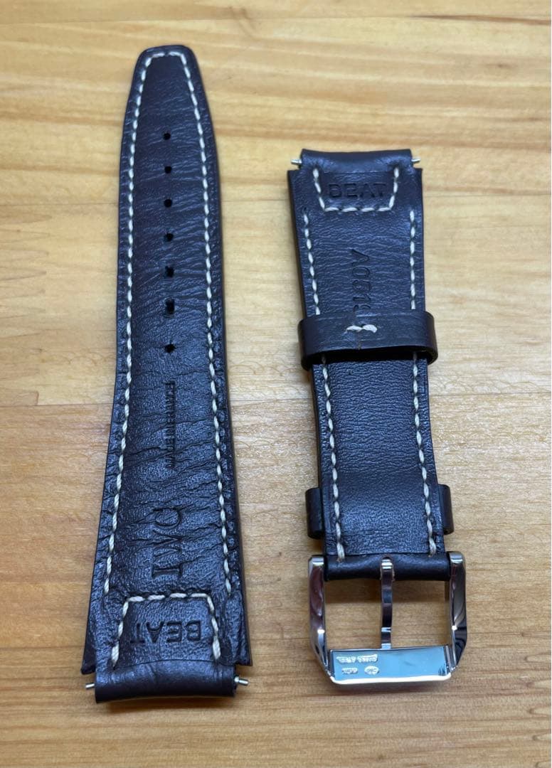IWC フリーガーUTC用レザーベルトピンバックル付ダークブラウン 20mm幅