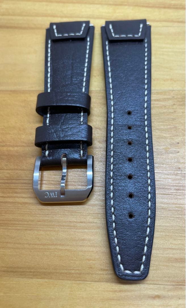 IWC フリーガーUTC用レザーベルトピンバックル付ダークブラウン 20mm幅
