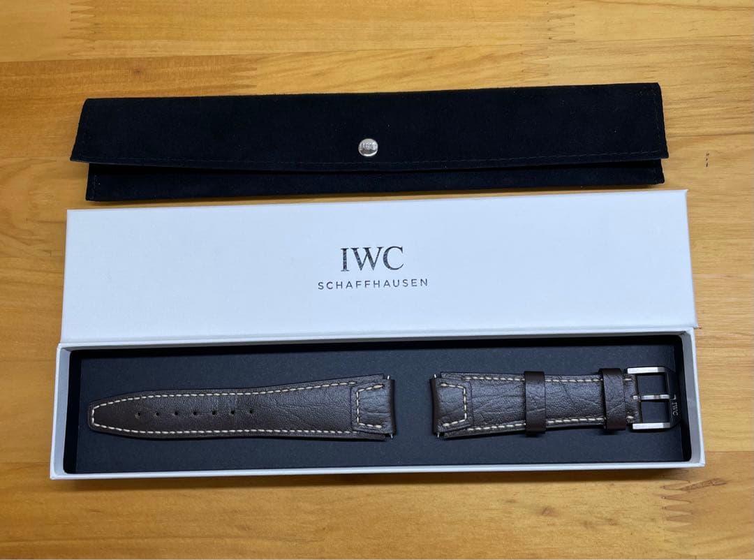 IWC フリーガーUTC用レザーベルトピンバックル付ダークブラウン 20mm幅