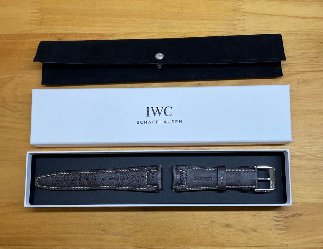 IWC フリーガーUTC用レザーベルトピンバックル付ダークブラウン 20mm幅