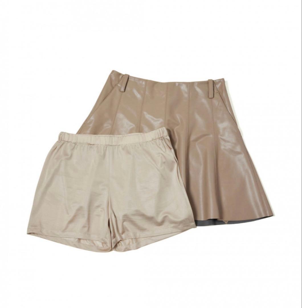 値下げ　新品タグ付き　ジュンアンドロペ　レザーフレアースカート　L ゴルフ