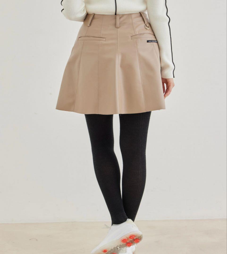 値下げ　新品タグ付き　ジュンアンドロペ　レザーフレアースカート　L ゴルフ